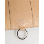 Dolce & Gabbana Beige Calfskin Leather Large Crossbody Card Holder Wallet with logo detail and keyring attachment, pebbled texture.