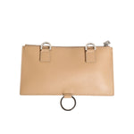 Dolce & Gabbana Beige Calfskin Leather Large Crossbody Card Holder Wallet with logo, card slots, and lanyard strap.
