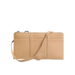 Dolce & Gabbana Beige Calfskin Leather Large Crossbody Card Holder Wallet with lanyard strap, card slots, and keyring attachment.