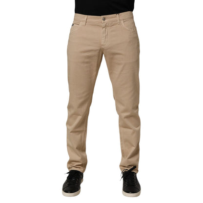Dolce & Gabbana Beige Cotton Skinny Regular Men Denim Jeans