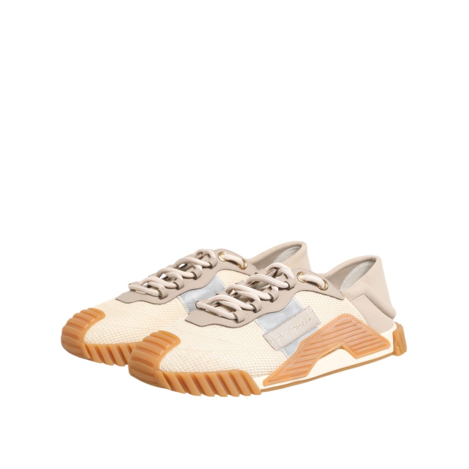 Dolce & Gabbana Beige Lace Up Low Top NS1 Men Sneakers Shoes