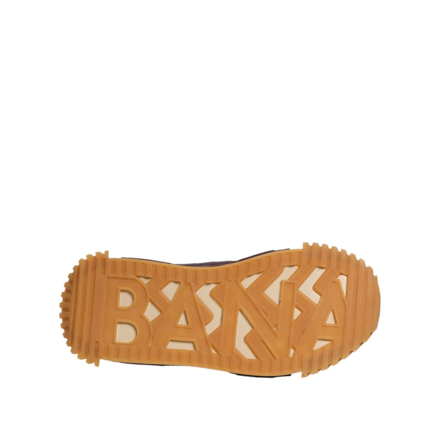 Sole view of Dolce & Gabbana Beige Neoprene DG Logo NS1 Lace Sneakers Shoes with distinctive rubber design.