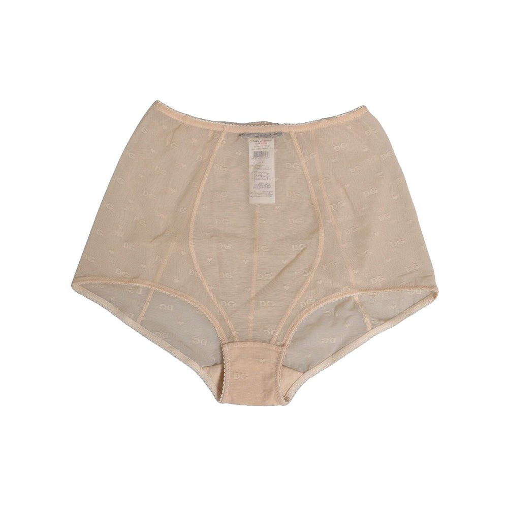 Dolce & Gabbana Beige Nylon High Waist Girdle Panty Underwear with logo details, made in Italy, shaped for everyday comfort.