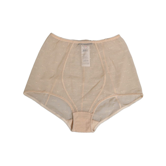 Dolce & Gabbana Beige Nylon High Waist Girdle Panty Underwear with logo details, made in Italy, shaped for everyday comfort.