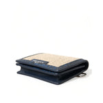 Dolce & Gabbana Beige Raffia Blue Leather Trim Mini Shoulder Purse Crossbody Bag with silver-tone hardware