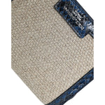 Dolce & Gabbana Beige Raffia Blue Leather Trim Mini Shoulder Purse Crossbody Bag with detailing