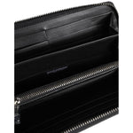 Interior of Dolce & Gabbana Black Brown Exotic Leather Men Continental Clutch Wallet showing card slots and zip compartments.