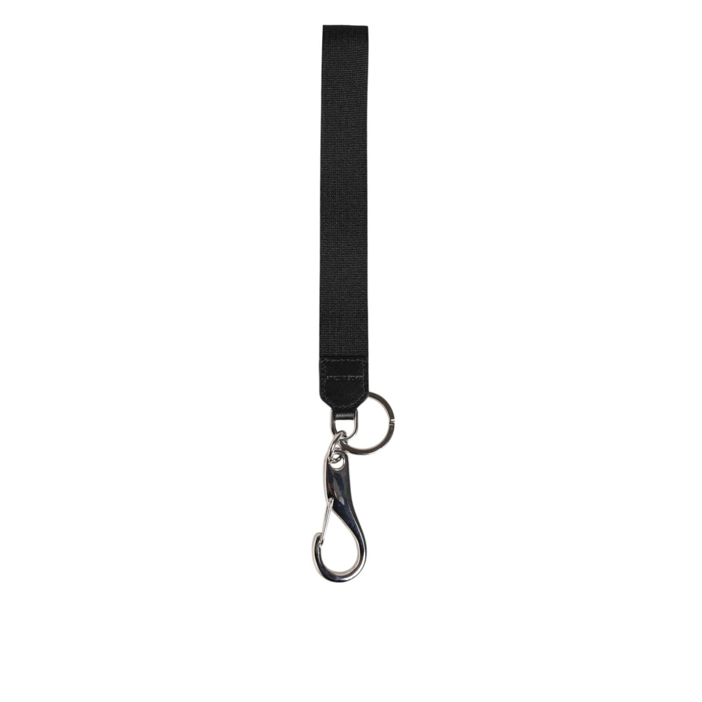 Dolce & Gabbana Black Burgundy Nylon DG Logo Crown Holder Keychain Keyring with silver-tone hardware