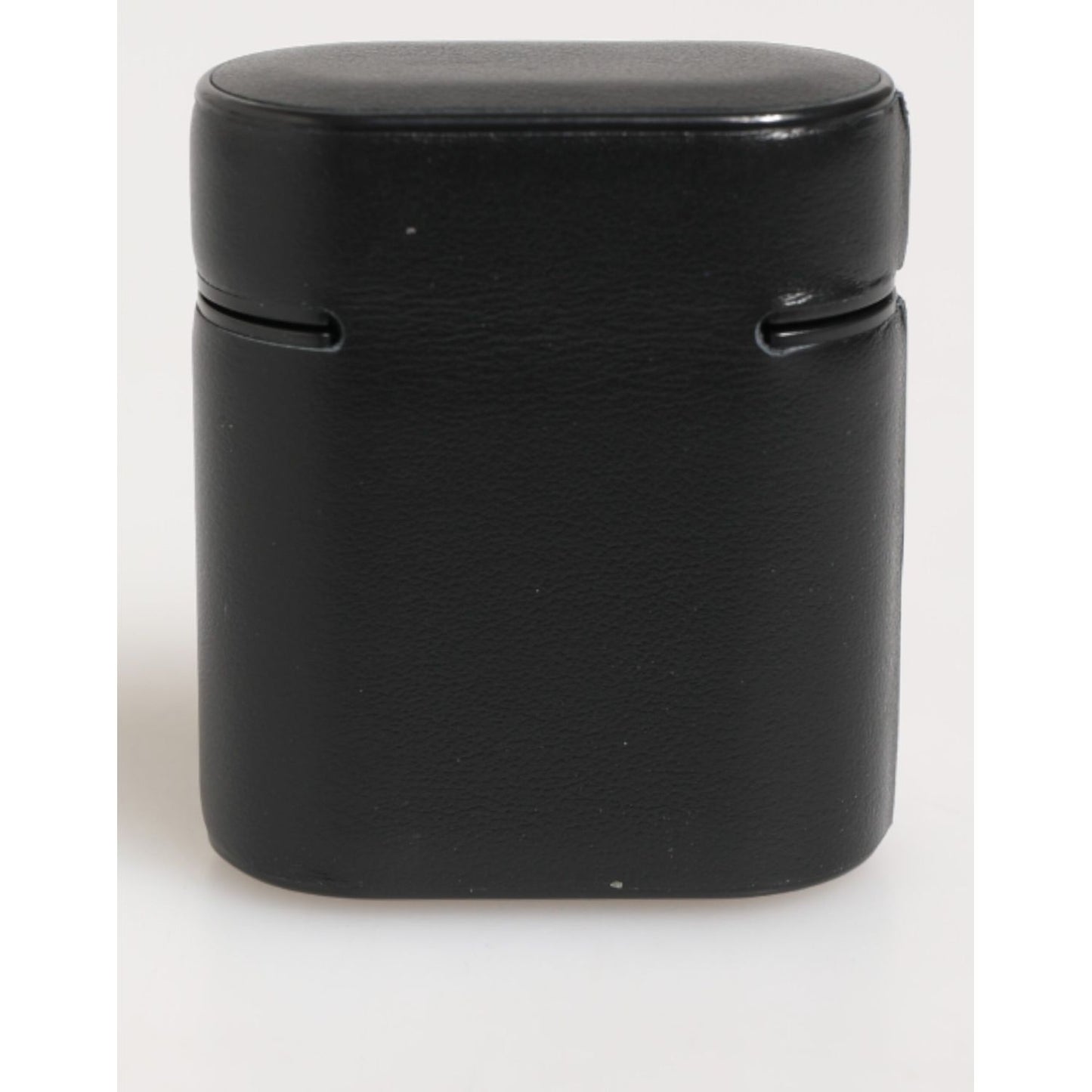 Dolce & Gabbana Black Calfskin Leather Logo Print Flip Holder Airpods Case in premium black leather.