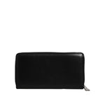 Dolce & Gabbana Black Calfskin Leather Logo Zip Around Continental Wallet - Elegant Italian design with zipper closure and logo detail.