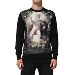 Dolce & Gabbana Black Cashmere Cherub Print Baroque Sweater with Italian elegance.