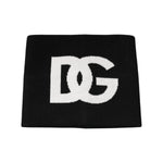 Dolce & Gabbana Black Cashmere DG Logo Square Handkerchief Scarf with iconic logo, luxury men's accessory, 100% cashmere, 20cm x 20cm.