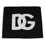 Dolce & Gabbana Black Cashmere DG Logo Square Handkerchief Scarf featuring iconic white logo on black cashmere fabric
