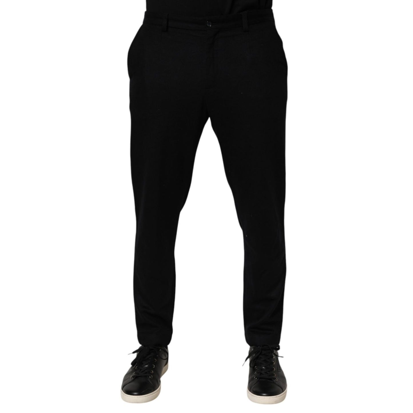 Dolce & Gabbana Black Cashmere Dress Formal Men Trouser Pants tailored for luxury and elegance.