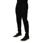 Dolce & Gabbana Black Cashmere Dress Formal Men Trouser Pants, luxurious tailored fit with classic zip-button closure, ideal for formal occasions.