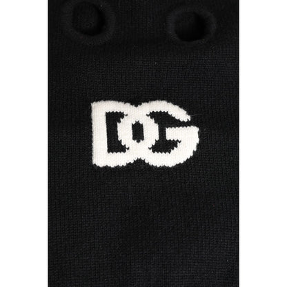 Dolce & Gabbana Black Cashmere Knitted Ski Mask Balaclava Hat with logo detail, 100% cashmere, made in Italy.