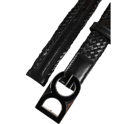 Dolce & Gabbana Black Classic Leather DG Logo Buckle Belt