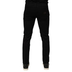 Back view of Dolce & Gabbana Black Cotton Blend Skinny Men Trouser Pants showcasing tailored fit and sleek design.