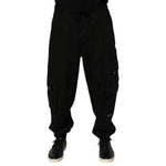 Dolce & Gabbana Black Cotton Cargo Jogger Sweatpants Pants showcasing premium fabric and multiple pockets for a luxurious athleisure style.
