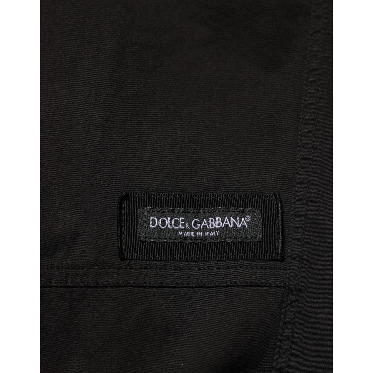 Dolce & Gabbana Black Cotton Cargo Jogger Sweatpants Pants with logo detail, showcasing premium fabric quality and luxury design.