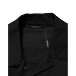 Dolce & Gabbana Black Cotton Denim Stretch Giubbotto Jacket collar detail
