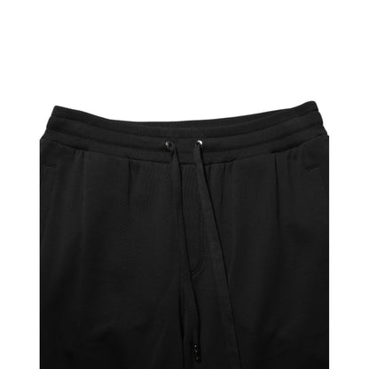 Dolce & Gabbana Black Cotton Drawstring Logo Sweatpants Pants