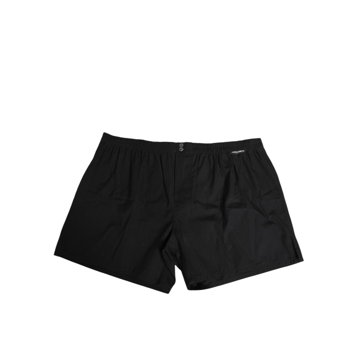 Dolce & Gabbana Black Cotton Elastic Waistband Button Swimwear, featuring a classic fit and logo details for stylish everyday wear.