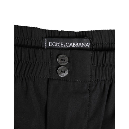 Dolce & Gabbana Black Cotton Elastic Waistband Button Swimwear
