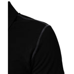 Dolce & Gabbana Black Cotton Graphic Print PoloShirt T-shirt with classic collar and button placket, detailed close-up of sleeve stitching.