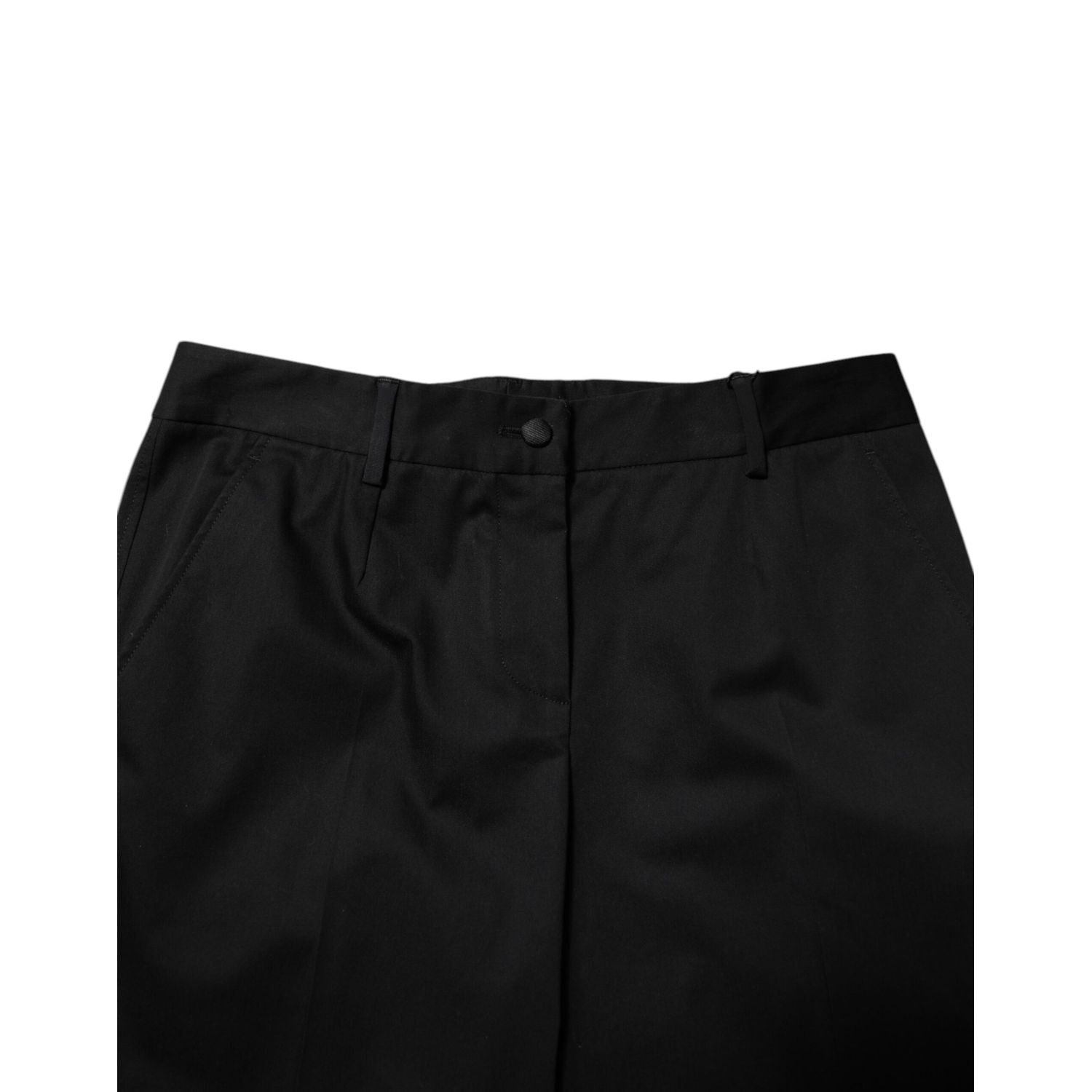 Dolce & Gabbana Black Cotton High Waist Formal Pants