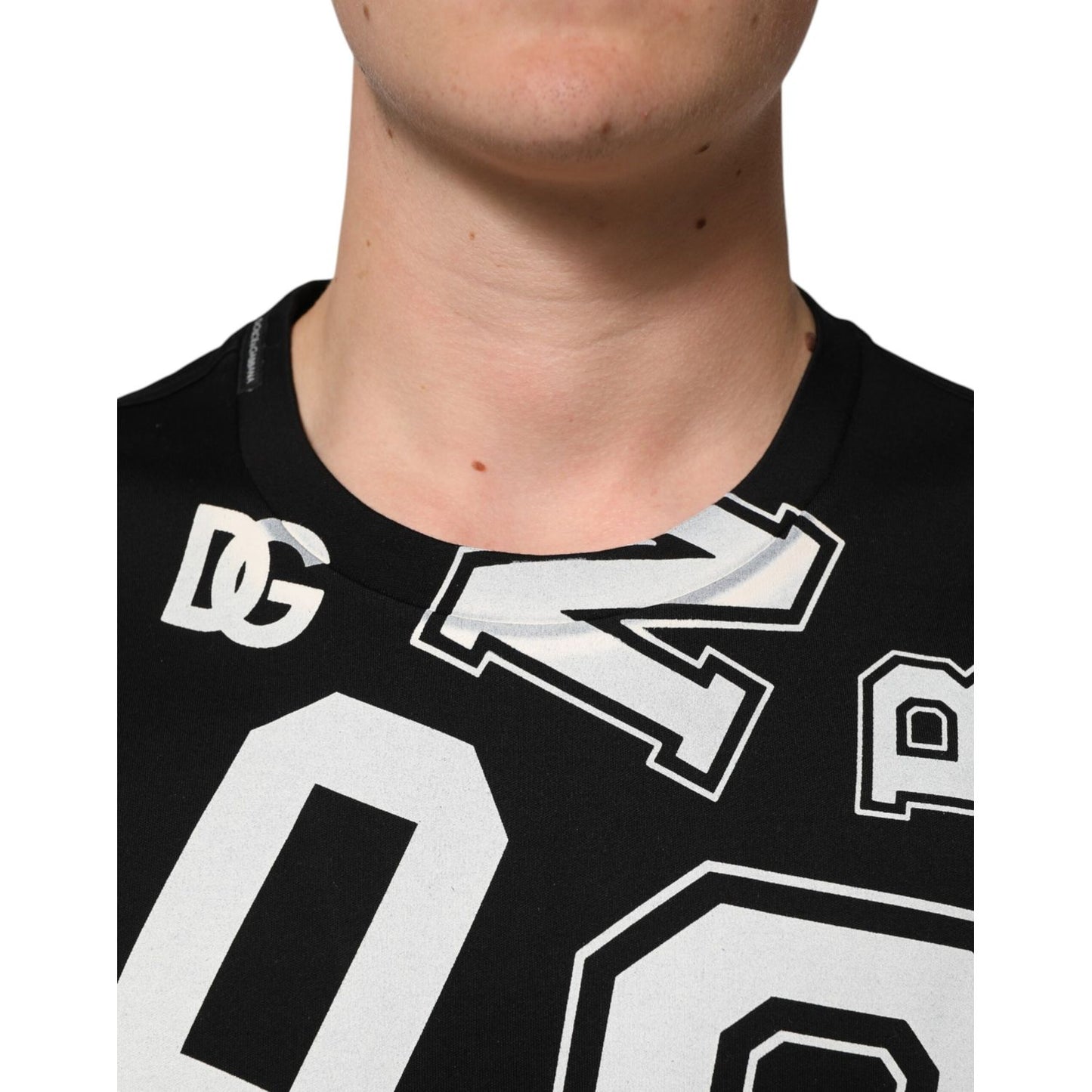 Dolce & Gabbana Black Cotton Letter Print Short Sleeve T-shirt