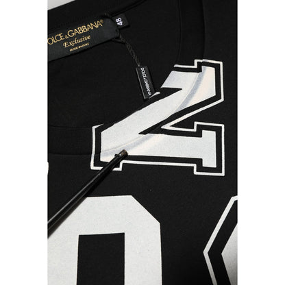 Dolce & Gabbana Black Cotton Letter Print Short Sleeve T-shirt
