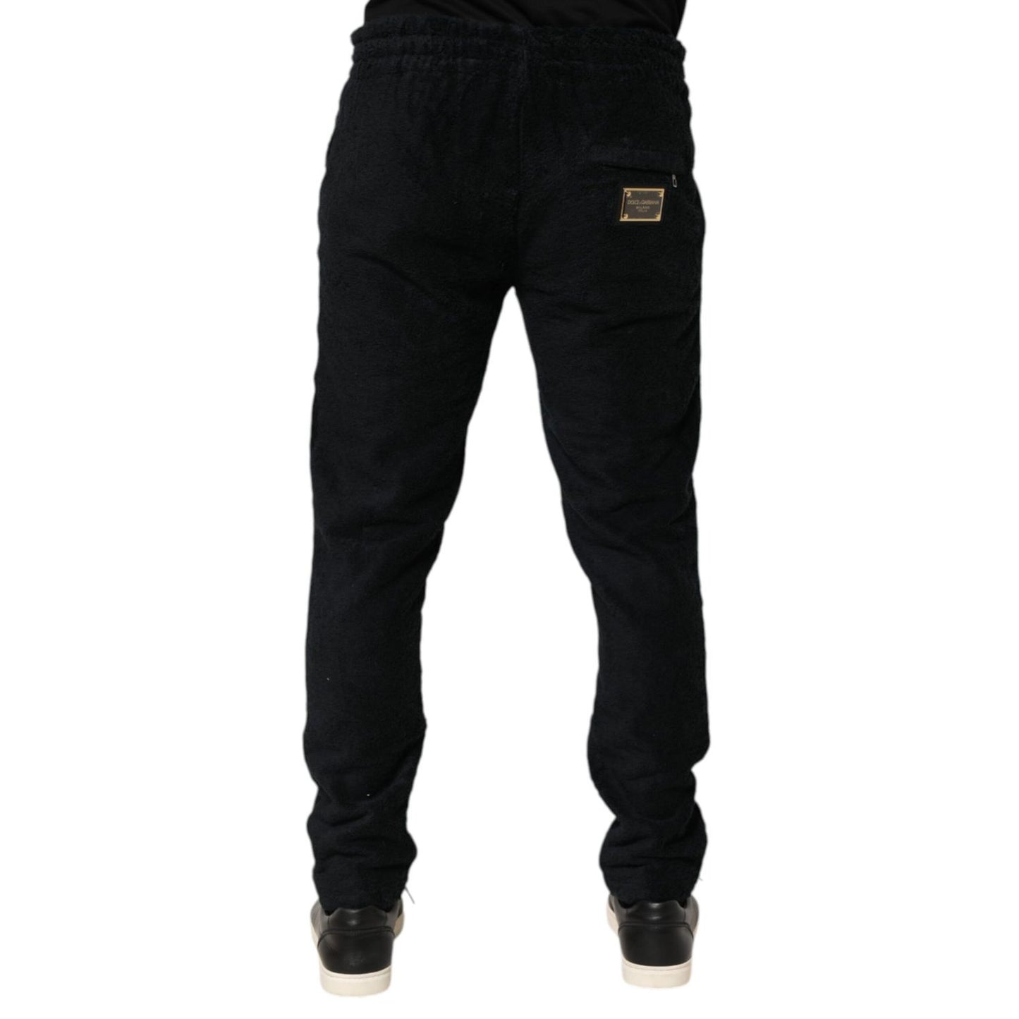 Dolce & Gabbana Black Cotton Logo Men Jogger Sweatpants Pants