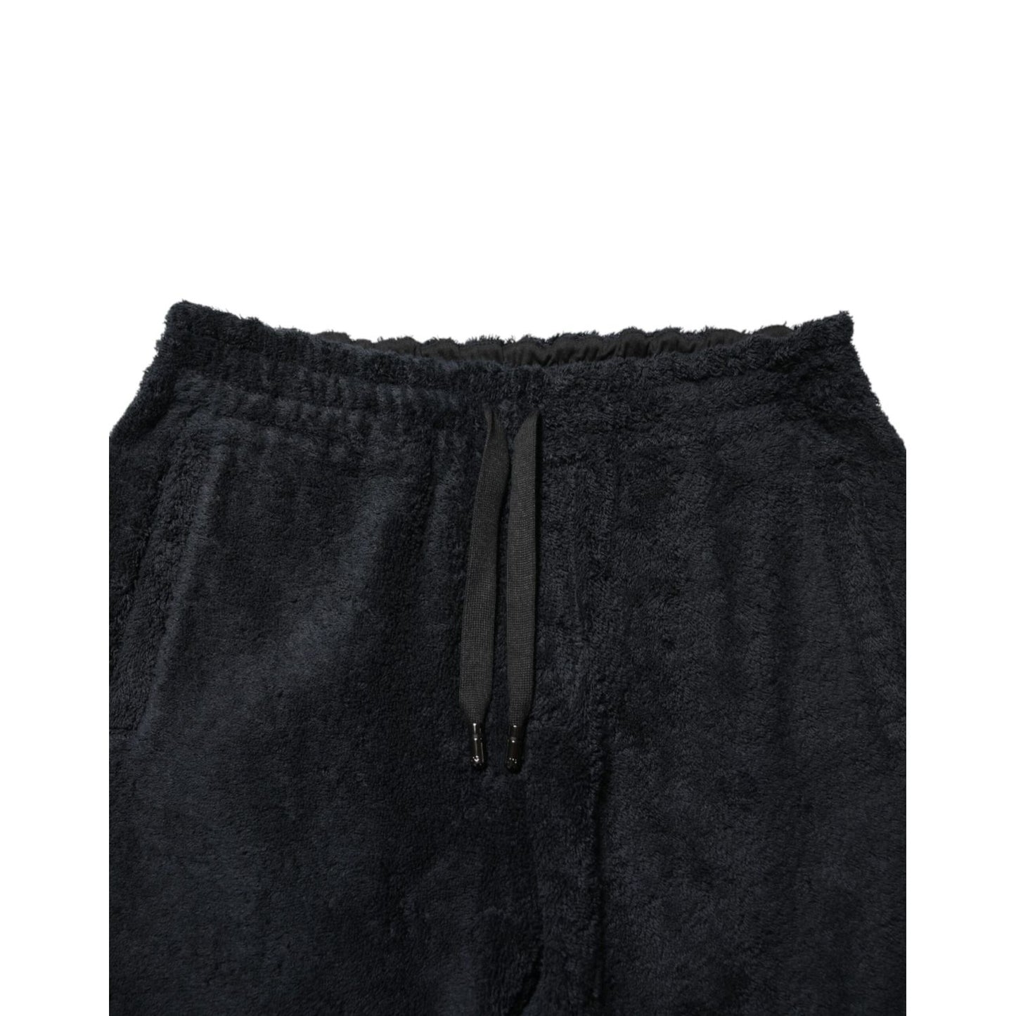 Dolce & Gabbana Black Cotton Logo Men Jogger Sweatpants Pants with drawstring and tapered fit for stylish comfort.
