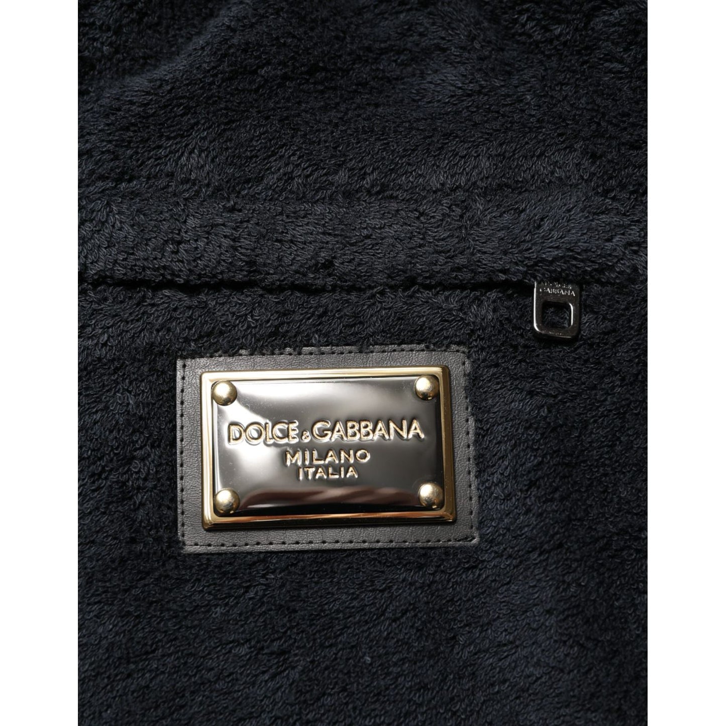 Close-up of Dolce & Gabbana Black Cotton Logo Men Jogger Sweatpants Pants with logo detailing.