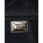 Close-up of Dolce & Gabbana Black Cotton Logo Men Jogger Sweatpants Pants with logo detailing.