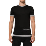 Dolce & Gabbana Black Cotton Logo Print Men Crew Neck T-shirt