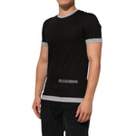 Dolce & Gabbana Black Cotton Logo Print Men Crew Neck T-shirt