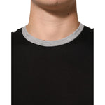 Dolce & Gabbana Black Cotton Logo Print Men Crew Neck T-shirt