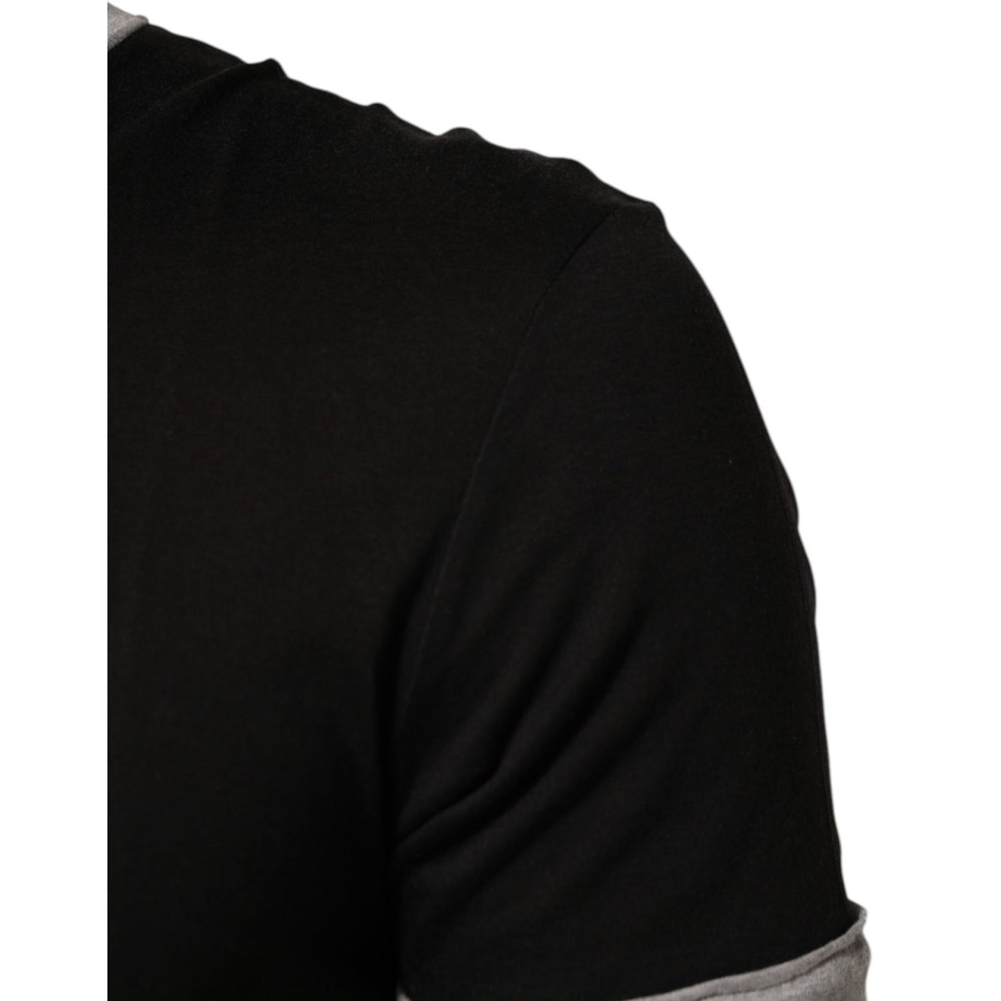 Dolce & Gabbana Black Cotton Logo Print Men Crew Neck T-shirt