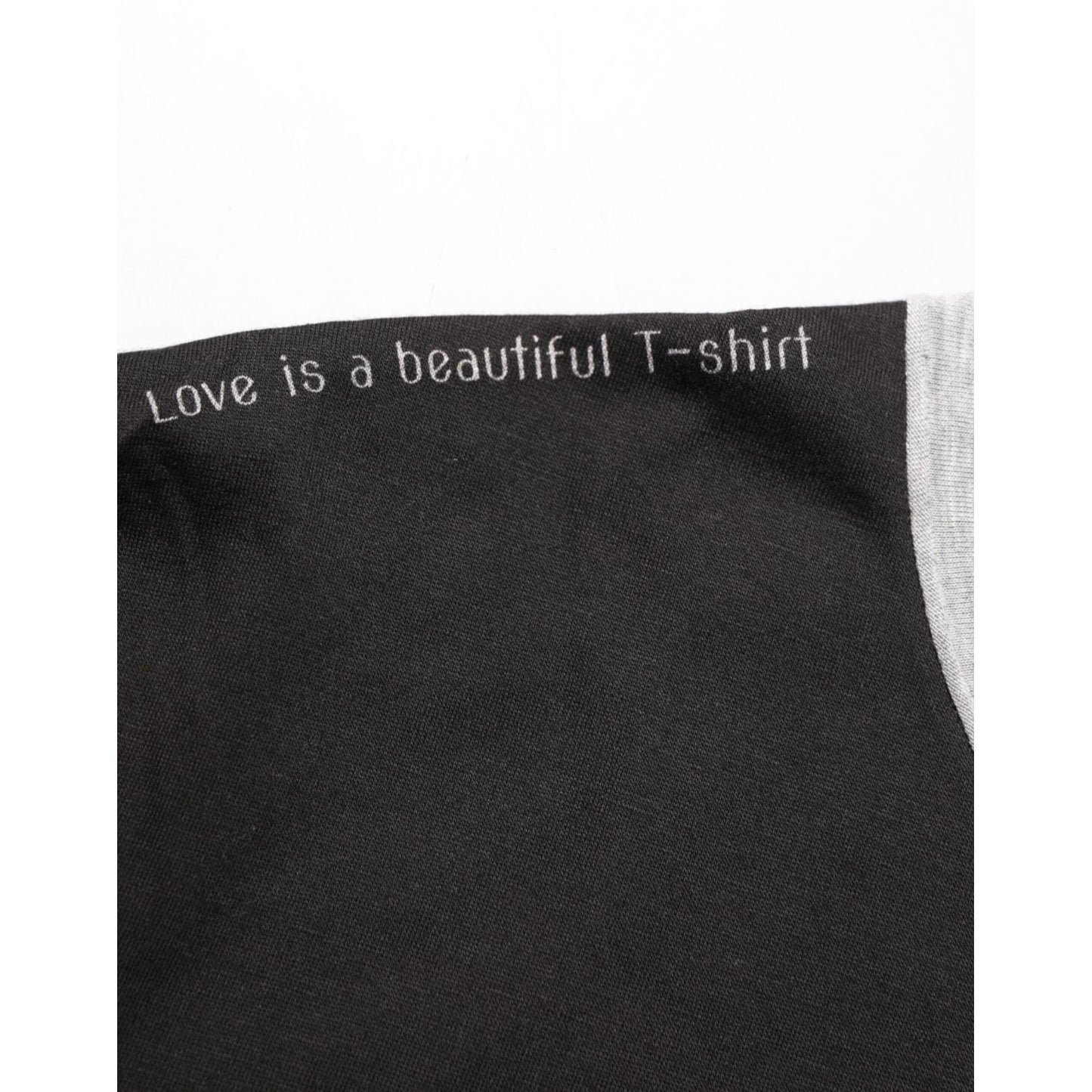 Dolce & Gabbana Black Cotton Logo Print Men Crew Neck T-shirt