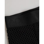 Dolce & Gabbana Black Cotton Logo Shorts Midi Trouser Underwear with mesh design and elastic waistband