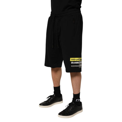 Dolce & Gabbana Black Cotton Mid Waist Casual Bermuda Short