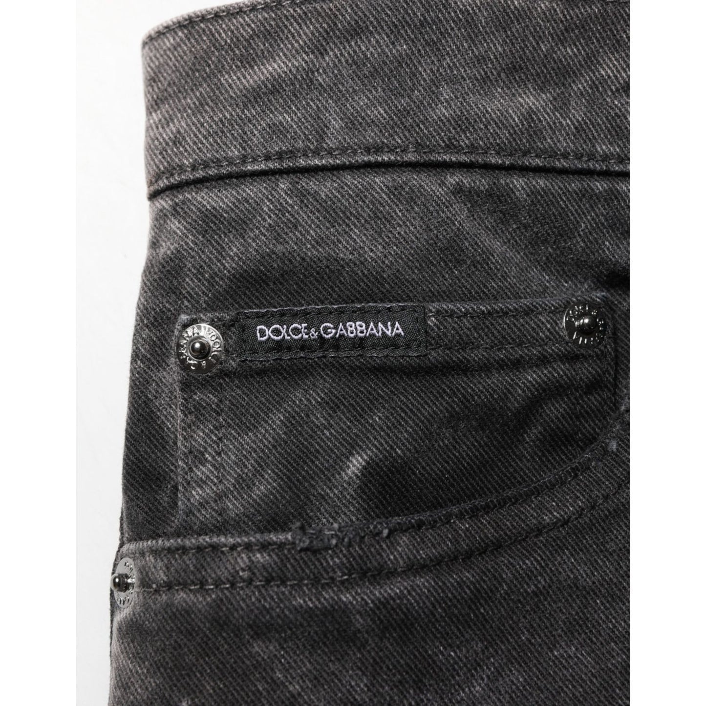 Dolce & Gabbana Black Cotton Mid Waist Denim Men Bermuda Short with pocket detail, showcasing premium fabric and brand logo.