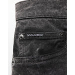Dolce & Gabbana Black Cotton Mid Waist Denim Men Bermuda Short with pocket detail, showcasing premium fabric and brand logo.