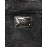 Dolce & Gabbana Black Cotton Mid Waist Denim Men Bermuda Short label close-up