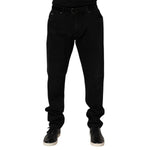 Dolce & Gabbana Black Cotton Regular Denim Men Trouser Jeans front view showcasing premium fabric and classic design.