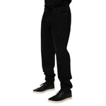 Dolce & Gabbana Black Cotton Regular Denim Men Trouser Jeans featuring classic five-pocket design and button closure.