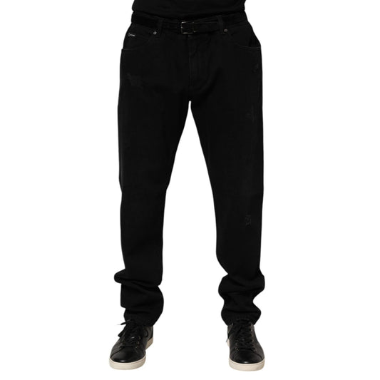 Dolce & Gabbana Black Cotton Regular Denim Men Trouser Jeans
