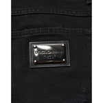 Dolce & Gabbana Black Cotton Regular Denim Men Trouser Jeans with brand label detail; premium quality and timeless style.
